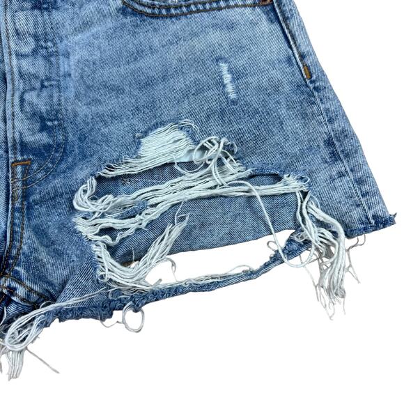 GRLFRND Helena High Rise Denim Cut Off Shorts Women's Size 26 Very Distressed - Picture 6 of 6